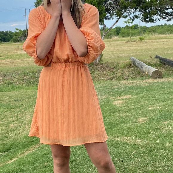 VICI Dolls Orange Kaiga Blackless Short Plisse Dress - Picture 9 of 11